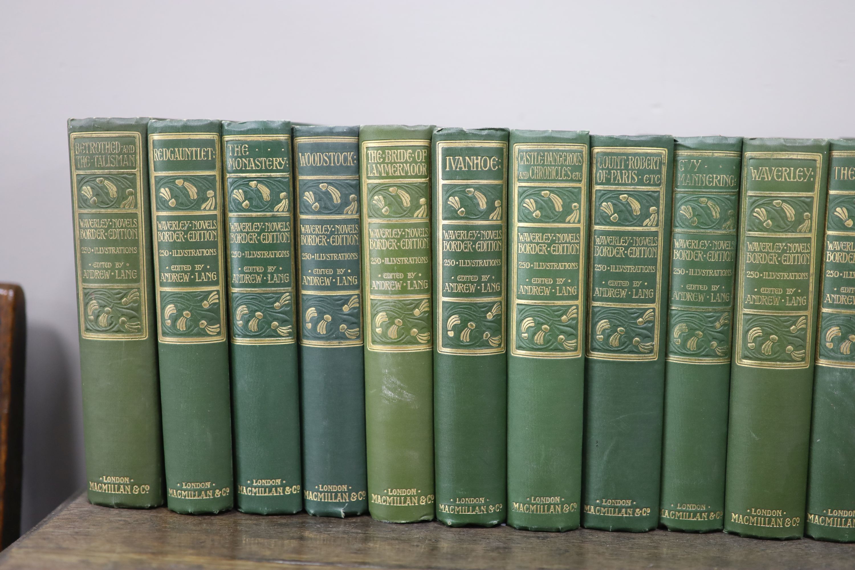 Scott, Walter - Waverley Novels, 24 vols, 8vo, original green cloth gilt, large type border, Macmillan & Co., Ltd., London, 1901-07